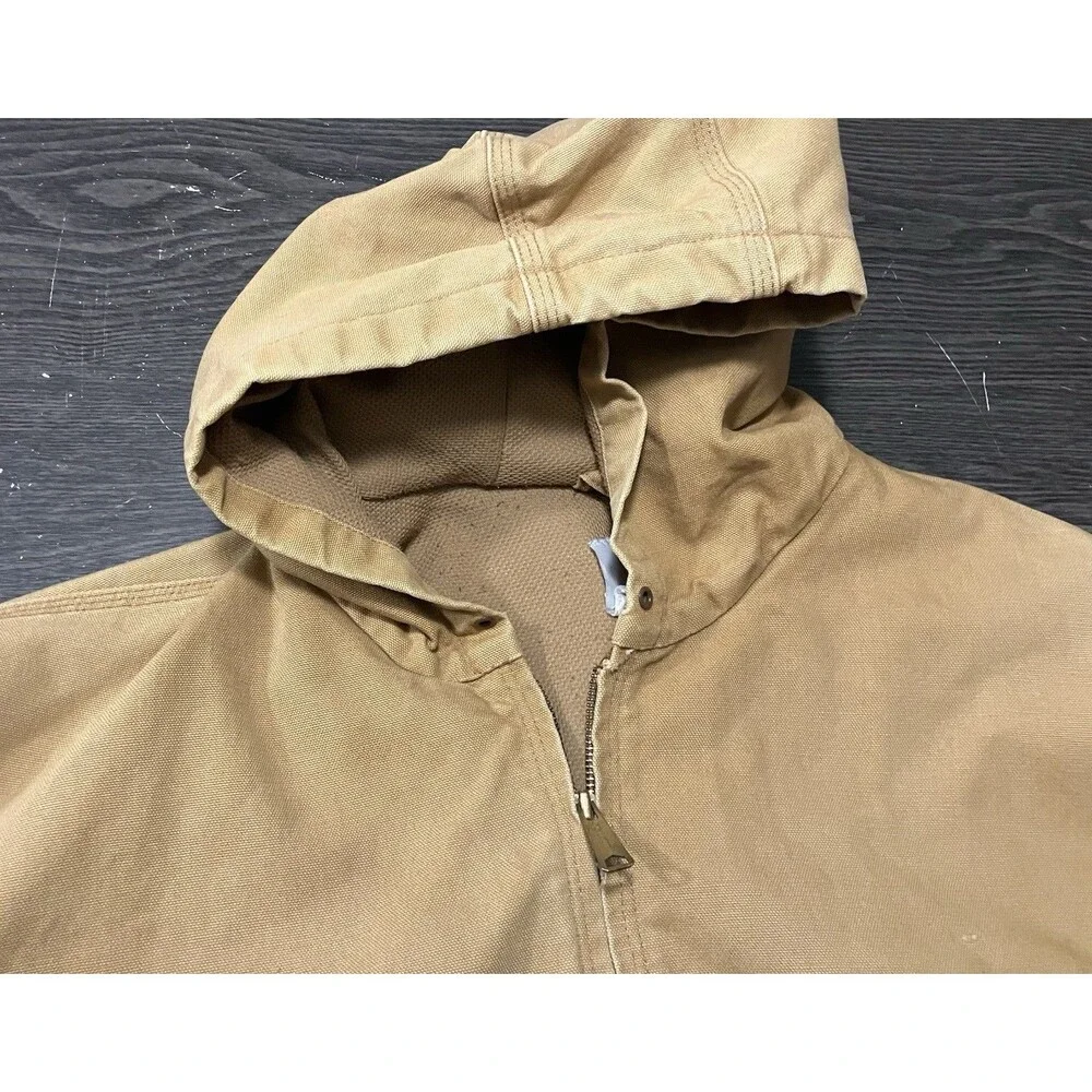 Carhartt Tan Duck Canvas Hooded Jacket J131 BRN Sz 4XL SEE DESC
